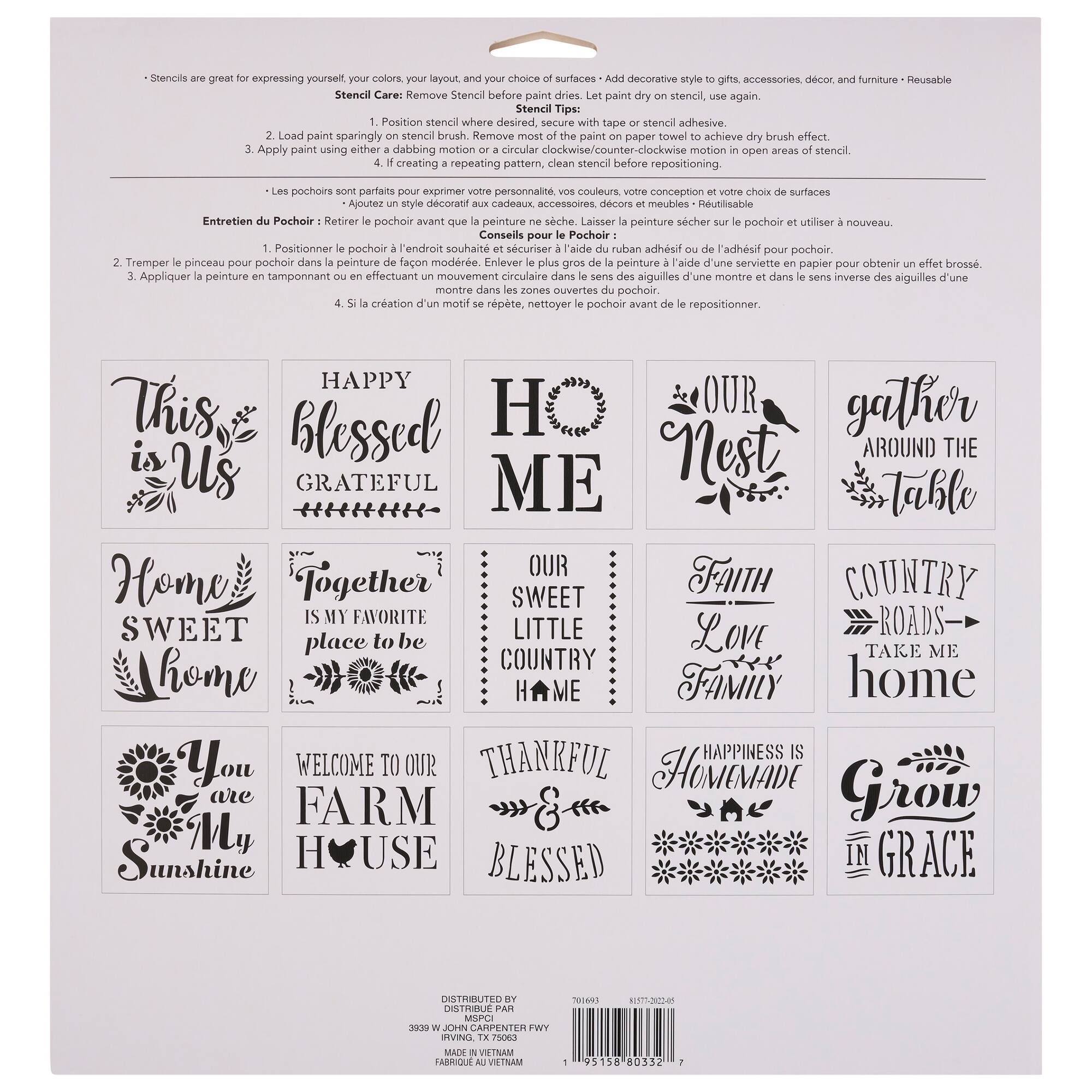 6 Pack: Home Sentiments Stencils by Craft Smart®, 12" x 12"